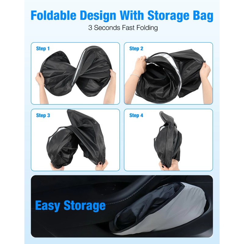 NEVERLAND 1PCS Foldable Windshield Sunshade 210D Oxford Sun Visor UV
