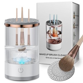 Quick Portable Makeup Brush Cleaner,  Rotating,Electric, Automatic, For All Types of Makeup Brushes Blush Foundation Cleansing Cosmetic Silicone Handle Storage
