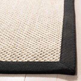 Safavieh Natural Fiber Collection NF143A Border Sisal Accent Rug, 2'6" x 4', Marble / Black