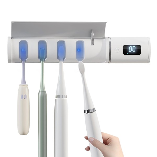 Toothbrush Holder with Wall Mounted and Timed Function for Bathrooms,