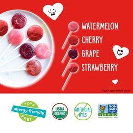 YumEarth Organic Pops Valentine Variety Pack - Fruity Lollipops - Gluten Free Snacks for Kids - Allergy Friendly, Non-GMO, No Artificial Flavors or Dyes - Assorted Flavors, 6.11 oz (Pack of 28)