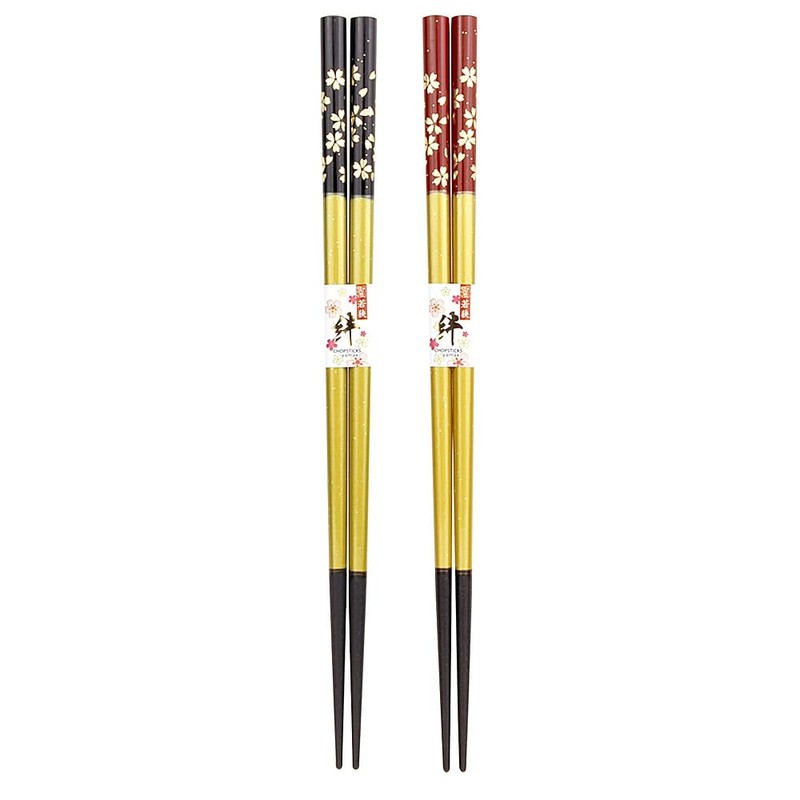 Couples Chopsticks [Golden Mai Cherry Blossom (Black, Red)] Design with