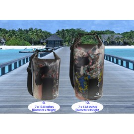 Waterproof Dry Bag - Transparent Lightweight Dry Sack with Strap, Seals and Waterproof Case - Float on Water - Keeps Gear Dry for Kayaking, Beach, Rafting, Boating, Hiking, Camping (Gray) 5L