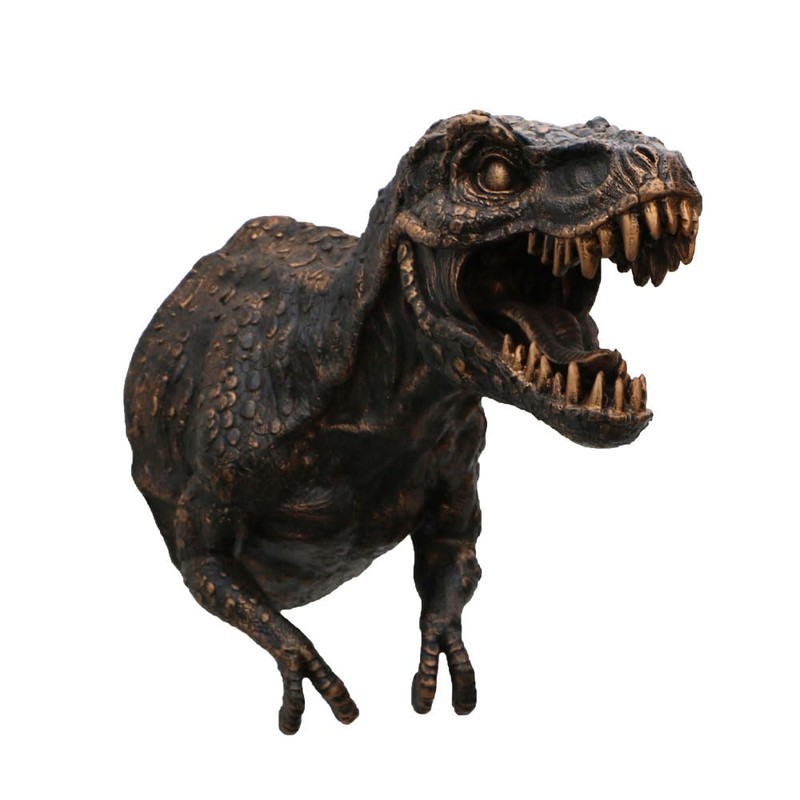 Marimu Polyresin Dinosaur Wall Bust, 12.2"H T-rex Sculpture, Copper Color,