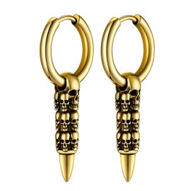Bestyle Skull Earrings Hoop Earrings Stainless Steel Earrings for Men Women Boys, Stainless Steel