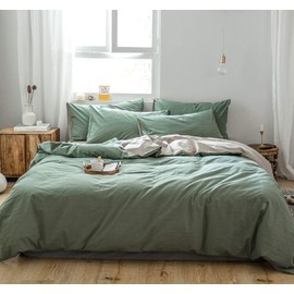 GETIYA Modern Plain Bed Linen Premium Washed Cotton Duvet Cover for Children Teen Adults Hotel Quality Bedding