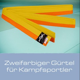 Ju-Sports Budo Belt, Yellow/Orange, Cotton, Martial Arts Belt for Budo Sports, Judo, Karate and Much More, Approx. 4 cm Wide Martial Arts Belt