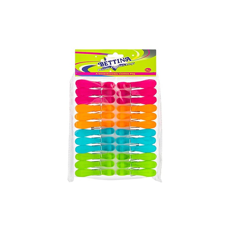 BETTINA PLASTIC EVERYDAY CLOTHES PEGS 24PCS