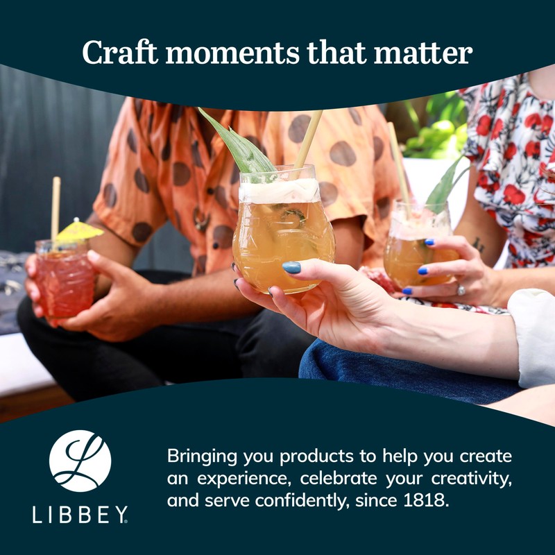 Libbey Tiki Pineapple Glasses Set, Tiki Glasses for Cocktails, Ideal