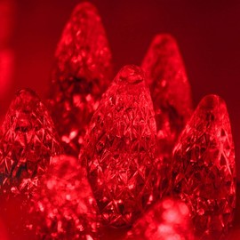 Wintergreen Lighting 70 C6 Red LED String Lights, 24 Ft, Indoor-Outdoor Christmas String Lights Valentine's Day Decorations String Lights for Bedroom Outdoor Tree Lights