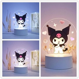 Cute Night Light Anime Character lamp 7 Colors LED Acrylic Night Lights Lovely Room Decor Stuff Rechargeable Desk Lamp for Girls Kids Artwork Decor Shelf Ornament Bedside Lamp (Kurom.1)