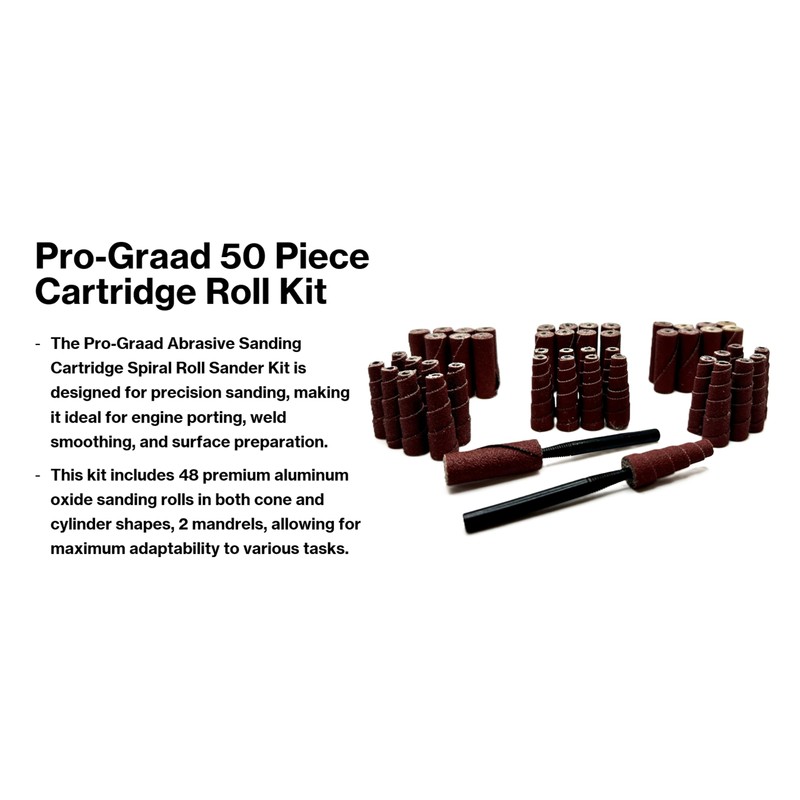 50 Piece Abrasive Sanding Cartridge Spiral Roll Sander Kit, Mini