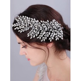 JWICOS Tocados de novia de cristal para novias, accesorios para el cabello de boda plateados, diadema de novia, enredadera para el cabello con diamantes de imitación para mujeres (dorado)