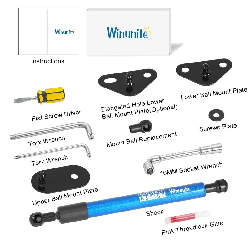 Winunite Compatible with 2015-2025 F150 Blue Tailgate Assist – Stainless