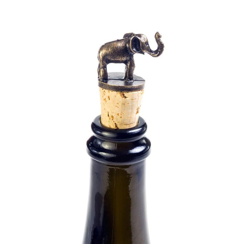 Elephant Antique Brass and Cork Bottle Stopper