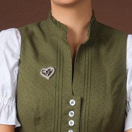 Alpenflüstern Lapel Pin Rhinestone Heart Deer Antique Silver Colours API081, 92% metal alloy, 5% iron, 3% glass