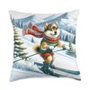 Shiba Inu Skiing Down Snowy Mountain. Dog Snow Goggles Scarf