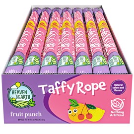 Heaven & Earth Fruit Punch Taffy Rope 19.5oz (24 Pack) | Made with Natural Colors & Flavors , No High Fructose Corn Syrup, Gluten Free, Nothing Artificial, Wonderfully Delicious!