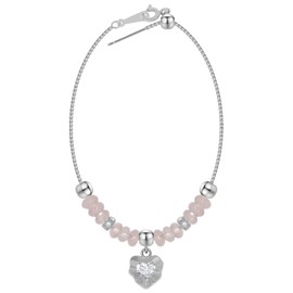 Rose Quartz Heart Bracelet for Women,Dainty Platinum Healing Crystal Jewelry with Zircon Charm,Self-Love,Emotional Healing & Heart Chakra Energy,Adjustable Chain,Gift for Her