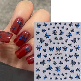 Butterfly Nail Sticker for Nail Art 3D Self-Adhesive Cute Butterfly Nail Decals Butterfly Sticker Nail Charms Decoration Supplies for Women and Girls Acrylic Nail Art Accessories 6Sheets