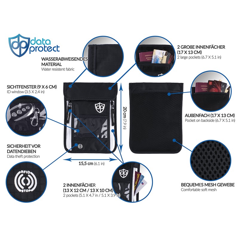 Data Protect Passport Holder RFID Blocking Travel Accessories Water Resistant