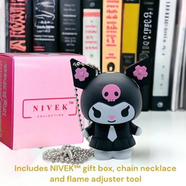NIVEK NIVEK Kuroomi Preppy Tie Y2K Lighter Flame 3D Japanese Kawaii Refillable Cool Lighters (Black Tie)