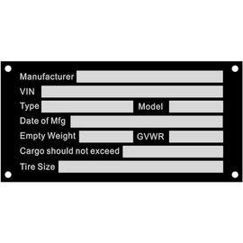 cwZhen Blank Trailer VIN ID Plate Data TAG Model Identification VIN Serial Number, Model, Date of MFG and GVWR, Tailgating id Plate for Cargo Carriers Trucks Boats