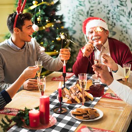 Plaid Table Runner, Checkered Table Runner Black and White Table Runner Buffalo Check Table Runner Easy Care Farmhouse Table Runner for Christmas Dinner Home Kitchen Thanksgiving Decor, 13 x 70 Inches