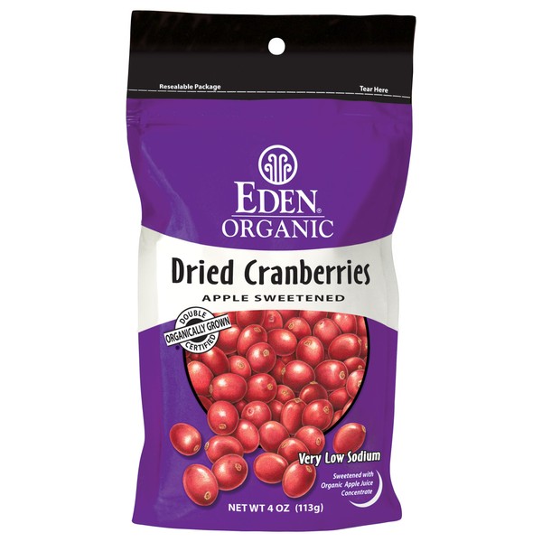 Eden Organic Dried Cranberries, 4-Ounce Pouches (Pack of 5)