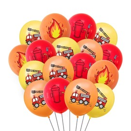 Sarini Pack of 40 Balloons Fire Engine Balloons Fire Brigade Party Balloons Fireman Party Birthday Theme Party Decorations