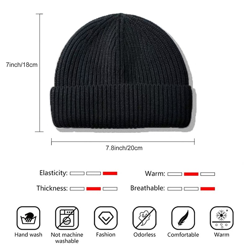Furwabo Trawler Beanie Watch Hat Roll-up Edge,Ski Knitted Cuff Caps