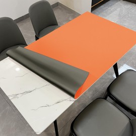 Zinkooat Leather Table Cover,1.8mm Thick,35.4x70.9 Inch Table Protector,Table Protector for Dining Room Table,Dining Table Cover,Table Pads for Dining Room Table(Army Green+Orange,35.4x70.9)