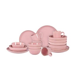 September Promotion 20 Pc Pink Ceramic Dinnerware SetWholesale Restaurant Ceramic Big Plates Microwave Safe Dinnerware Setscolor: Pink