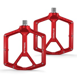 K PEDC Mountain Bike Pedals MTB Pedals,Aluminum 9/16" Sealed Bearing Bicycle Pedals Wide Platform Pedals for Road Mountain BMX MTB Bike (Red)