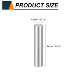 sourcing map 50pcs Dowel Pins M3(3mm) x 14mm 304 Stainless Steel Cylindrical Shelf Support Peg Pin Rod Fasten Elements for Metal Devices Wood Furniture DIY Installation, Silver