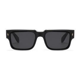 qinqilanqi-S Retro Rectangular Thick Frame Sunglasses Square Frame for Women Men Vintage Chunky Glasses UV Protection, black/grey