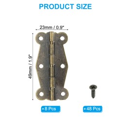 PATIKIL Small Vintage Box Hinges 2 Inch, 8 Pack 90-Degree Butterfly Decorative Hinges Jewelry Box Hardware with Screw for Cabinet Wooden Box Drawer Craft, Brown