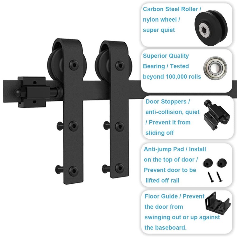 CCJH 2.5FT Mini Sliding Barn Door Hardware Kit Closet Cabinet