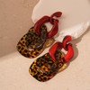 Kercisbeauty Red Leopard Print Acrylic Resin Chunky Earrings Big Statement