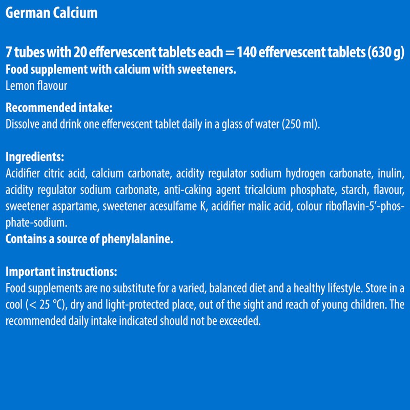 T&D German Calcium 140 Drink Effervescent Tablets - Lemon Lime