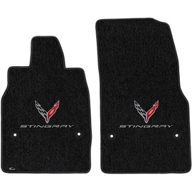 Lloyd Mats Compatible with C8 Corvette 2020-ON Ebony Floor Mats 2PC with Flags & Stingray Logo