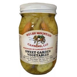 Welsh Mountain Canning SWEET GARDEN VEGETABLES 16oz Pint Cucumber Cauliflower Carrot Amish Homemade USA - Case (12 Jars)