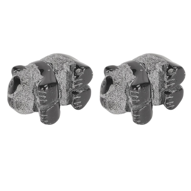 2pcs Panda Statue Obsidian Frosted Cute Mini Ingenious Handcrafted Panda