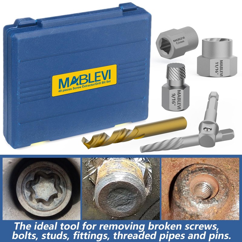 MABLEVI 49 Pcs Screw Extractor Bolt Extractor Set, Left Hand