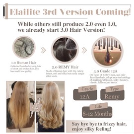 Elailite Human Hair Toppers for Women Real Human Hair Topper Hair Pieces with Bangs for Thinning Thin Hair 5.1"x2.8" Silk Base Clip in Remy Hairpieces 12 Inch Dark Brown