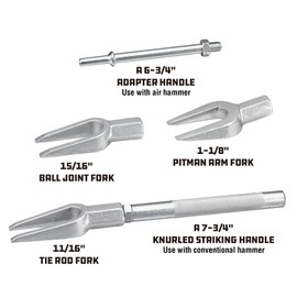 Powerbuilt 5 Piece Front-End Fork Set, Pickle Fork Tools Set, Tie Rod, Ball Joints, and Pitman Arms-648646