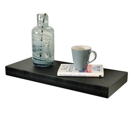 WELLAND 24 inch Black Mission Floating Shelves for Wall, Bathroom Wall Mount Shelves, Wood Modern Display Shelves, Book Shelves,for Bedroom,Living Room and Kitchen