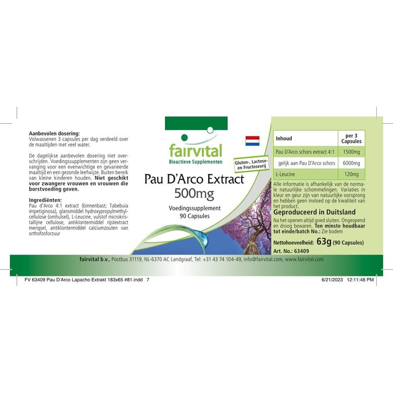 Fairvital Lapacho Bark Extract 500 mg - Pau D'Arco -