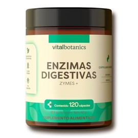 Enzimas Digestivas con Papaya, mezcla de enzimas como Papaína, Bromelina, Pancreatina y Lipasa. Con 120 cápsulas de 500mg (4 meses). VitalBotanics. Suplementos Alimenticios. Digestive Enzymes