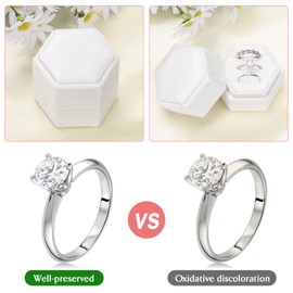 WantGor Velvet Jewelry Ring Box, 3 Slots Hexagon Ring Gift Box Vintage Ring Display Holder Case for Wedding Ceremony Proposal Engagement (White)